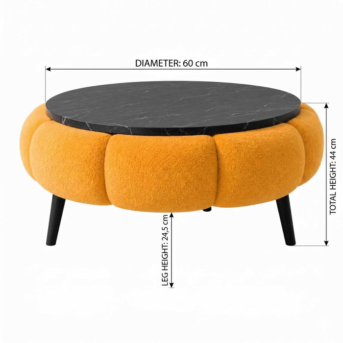 Atelier Del Sofa Papatya 60 - Naranja, Mármol Negro Atelier Del Sofa Papatya 60 - Naranja, Mármol Negro